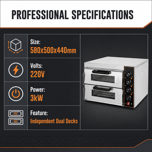 Horno de Pizza Eléctrico Comercial de Doble Cámara, 3kW, 220V, para Mostrador, Ideal para Pizzerías, Cafeterías, Restaurantes, Bares y Cocinas - Product Image 2