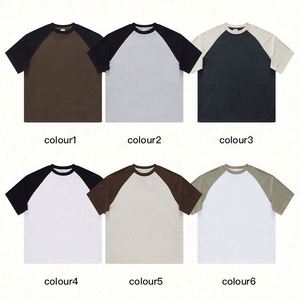 High Quality Blank Mixcolor Unisex Custom Print Logo Cotton American Retro Style Tshirts for Men Summer - Product Image 3