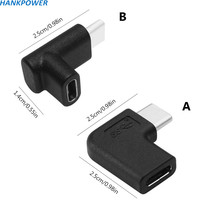 Konverter USB C Ponsel Pintar, Grosir Sudut Kanan 90 Derajat USB 3.1 Tipe C Konverter Pria Ke Wanita Adaptor USB C untuk Ponsel Pintar