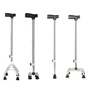 Canne en acier inoxydable réglable à quatre pieds, aide à la marche pour personnes âgées et handicapées, bâton de soutien - Product Image 1