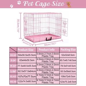 Cage pliable en métal rose pour animaux de compagnie, chenil pour chien, grande cage pour chien - Product Image 6
