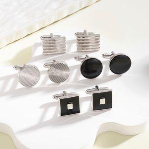 Modische Luxus-Manschettenknöpfe aus Vergoldetem Silber für Herrenhemden mit Krawattenklammer und Knopf, Individuelles Logo, Luxus-Manschettenknöpfe für Herrenhemden - Product Image 3