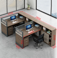 Poste de travail de bureau spacieux à 6 postes avec cloison en verre/étagère – Idéal pour ordinateur de bureau