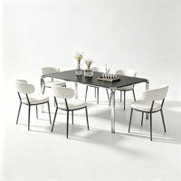 Ensemble de table à manger rectangulaire minimaliste tout en métal avec 4 chaises, table de cuisine en acier, table à dîner moderne industrielle, meubles robustes pour la maison