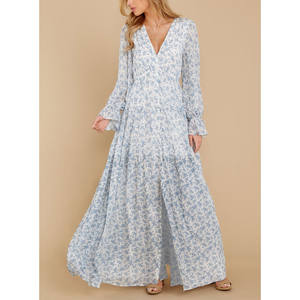 Robe décontractée en mousseline de soie pour femme, tenue de plage élégante, bohème, imprimé floral, à la mode, été - Product Image 4