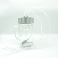 Bouteille d'ozone en verre à double paroi de haute qualité avec bulleur en acier inoxydable pour eau/huile, capacité 520 ml, garantie 1 an