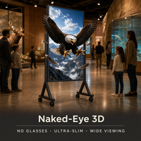 Écran LCD 3D à vision directe 43 pouces 4K 2160x3840 Android OS, affichage numérique mural intérieur, sans lunettes, contraste élevé