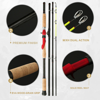Canne à pêche en fibre de carbone 3 brins avec anneaux en céramique et double embout, action M XH, 1,8m 2,1m 2,4m 2,7m, canne de jigging