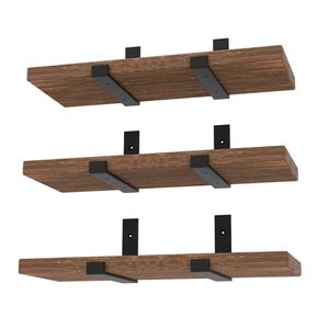 WEKIS L Shape Decorative Steel Wall Shelf <b>Brackets</b> 20mm <b>Black</b> Floating Wall Shelf Hangers with 150lbs Capacity - Product Image 6