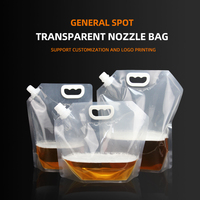 Pochettes souples transparentes à bec verseur pour liquides, contenants autoportants de 1L/2L/3L/5L/10L pour emballage de lait, jus, vin, riz, café