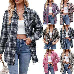 Chemise à carreaux décontractée pour <span class=keywords><strong>femme</strong></span> 2026, col rabattu, simple boutonnage, manches longues, <span class=keywords><strong>en</strong></span> <span class=keywords><strong>lin</strong></span> respirant et confortable - Product Image 2