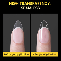 BORN PRETTYT Faux Ongles en Acrylique Transparent de Haute Qualité, Sensation Naturelle, Forme Amande Ovale, Demi-Mat, Couverture Complète, à Coller