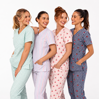 Ensembles de Blouses et Pantalons de Travail Imprimés pour Femmes, Col en V, Extensibles, Vente en Gros, Personnalisables, Uniformes d'Infirmières, Tenues d'Hôpital