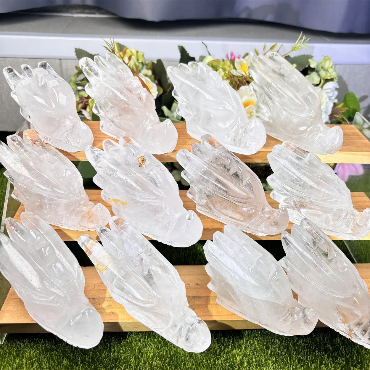 Nuevos artículos Piedras preciosas naturales Piedras de cristal curativas Cabezas de dragón de cuarzo transparente Calaveras talladas en cristal Fengshui
