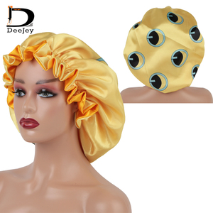 Bonnets double couche imprimés avec logo intégral en satin <span class=keywords><strong>Bonnet</strong></span> pour cheveux en soie avec logo personnalisé pour femmes - Product Image 1