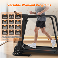 Caminadora para Personas Mayores con Pasamanos Largos, Silenciosa, Plegable, con Plataforma Amortiguadora, Pantalla LED, Máquina de Fitness para el Hogar