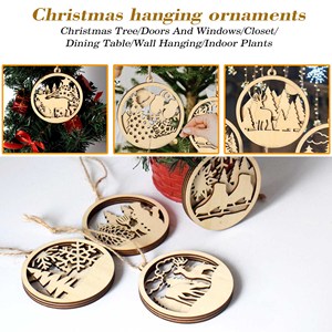 Échantillons Gratuits Pendentifs en Bois 3D de Noël Décoration de Noël pour la Maison Flocon de Neige Cerf Décoration d'Arbre de Noël Pendentif en Bois - Product Image 4