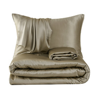 Ensemble de literie en soie de 19 mm - Drap, taie d'oreiller et housse de couette en soie de mûrier, ensemble de literie luxueux et lisse