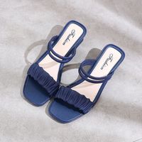 2026 Damen Mode Sommer Eckige Zehenpartie Hochhackige Sandalen Europa Damen Mädchen Outdoor Casual Einkaufs-Slipper