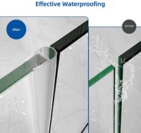 Bande d'étanchéité de douche en forme de D pour portes en verre sans cadre, joint vertical anti-éclaboussures, étanche et facile à installer