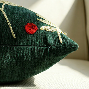 Fodera per <span class=keywords><strong>cuscino</strong></span> in ciniglia ricamata con albero di Natale, <span class=keywords><strong>verde</strong></span>, in peluche, decorativa per divano, per soggiorno - Product Image 3