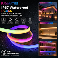 Bande lumineuse intelligente COB à changement de couleur RGBCW IC IP67 étanche, bande LED à pixels adressables pour l'éclairage paysager, CE UL ROHS