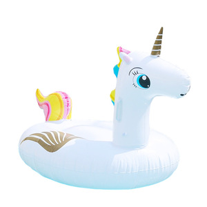Flotador inflable de unicornio blanco 176x75x80cm, anillo flotante para piscina para nadar - Product Image 4