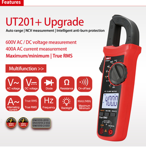Multímetro Digital Uni-t UT201+ 4000, Medidor de Corriente CA/CC de 600V, Mini Pinza Amperimétrica, Medidor de Resistencia y Frecuencia - Product Image 2