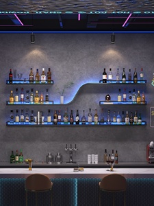 Muebles creativos para el hogar, estante <span class=keywords><strong>de</strong></span> almacenamiento <span class=keywords><strong>de</strong></span> arte del hierro montado en la pared, Mostrador <span class=keywords><strong>de</strong></span> <span class=keywords><strong>Bar</strong></span> <span class=keywords><strong>de</strong></span> vino tinto, Panel rústico, colgante <span class=keywords><strong>de</strong></span> pared para restaurante y hogar - Product Image 5