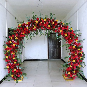Arco de Flores para Boda, Fondo de Arco de Rosas Amarillas Artificiales, Arco de Flores para Decoración de Eventos - Product Image 3