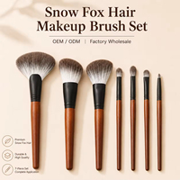 Ensemble de pinceaux de maquillage de luxe en poils de renard des neiges, professionnels, en poils d'animaux naturels, pour poudre, blush, illuminateur, fard à paupières, logo personnalisé