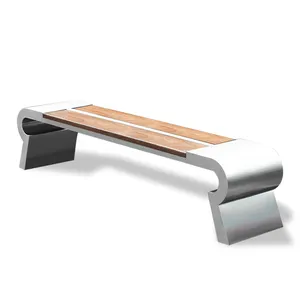MARTES HL02 Durable Outdoor Street Long Seating Metal Wooden Benches Garden Bench Outside Street Furniture Chairs For Park