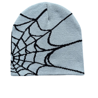 Bonnet Yihaoyi de haute qualité avec logo personnalisé, toile d'araignée, broderie 3D, tricot acrylique, sans revers, gothique, hiver, hip-hop, unisexe