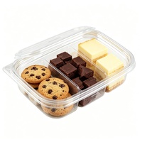 Boîte en plastique jetable transparente à 3 compartiments, contenant alimentaire à clapet pour mélange de fruits secs, noix, chocolat, assortiment varié