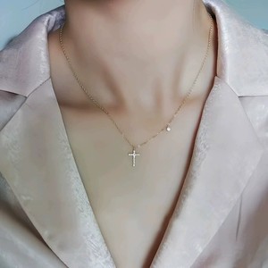 Collar <span class=keywords><strong>con</strong></span> Colgante <span class=keywords><strong>de</strong></span> <span class=keywords><strong>Cruz</strong></span> <span class=keywords><strong>de</strong></span> Plata <span class=keywords><strong>de</strong></span> Ley 925, Chapado en <span class=keywords><strong>Oro</strong></span>, <span class=keywords><strong>con</strong></span> Circonita Cúbica, Joyería Cristiana <span class=keywords><strong>para</strong></span> <span class=keywords><strong>Mujer</strong></span> - Product Image 3