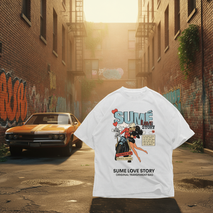 เสื้อยืดลายการ์ตูนวินเทจ Sume Love Story ทรงโอเวอร์ไซส์ สไตล์โรแมนติกยุค 70 เสื้อกราฟิกแนวเรโทร สตรีทแวร์ สำหรับผู้หญิงและผู้ชาย - Product Image 3