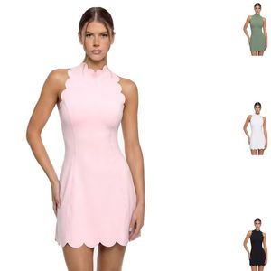 Vestido Deportivo sin Mangas con Espalda Descubierta y Detalles Festoneados para Tenis o Golf, con Relleno en el Pecho, Transpirable, Suave al Tacto y Diseño Asimétrico - Product Image 1