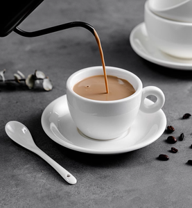 Màu trắng tinh khiết dày gốm cốc cà phê và chiếc đĩa đặt cho thương mại Espresso ly cà phê bán buôn - Product Image 6