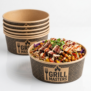 Impression de logo personnalisé, bols à salade en papier kraft de 500 ml, 750 ml, 1100 ml, 1300 ml, 1500 ml, bols en papier de qualité alimentaire pour les repas à emporter - Product Image 2