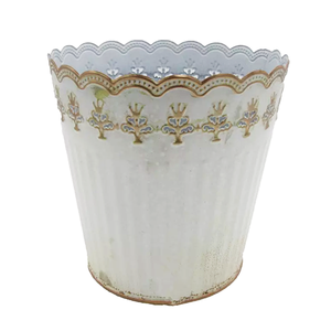 Grande couronne <span class=keywords><strong>en</strong></span> métal de <span class=keywords><strong>zinc</strong></span> pour jardin, pot de fleurs décoratif, <span class=keywords><strong>jardinière</strong></span>, personnalisé avec logo imprimé, couleur blanche, cm - Product Image 1