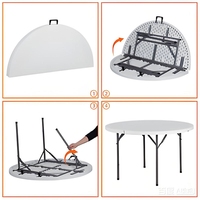 Table de salle à manger ronde en plastique blanc moderne, pliable, 10 places, pour mariage et fête, vente en gros
