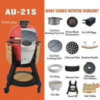 Auplex 21 pouces, barbecue au charbon de bois Kamado Joe en céramique rouge, grand fumoir, Parrillas Para Barbacoa pour l'extérieur