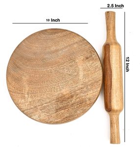 Ensemble de rouleau à pâtisserie et planche à rouler en bois de qualité supérieure pour la cuisine, la pâtisserie maison, la préparation de roti, chapati, paratha, pâtisseries et pâtes. - Product Image 3