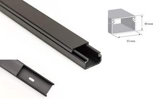 תעלות כבלים מיני מפלסטיק שחור MW Profiles 1M (3.28 רגל) - 15 מ\\\"מ X 10 מ\\\"מ, כיסוי לניהול כבלים, מיוצר בסין - Product Image 2