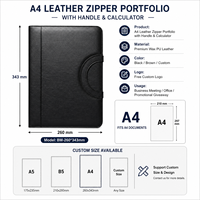 Porte-documents A4 en cuir en stock, vente en gros usine, avec poignée intégrée et organisateur zippé pour cadres, réunions et bureau