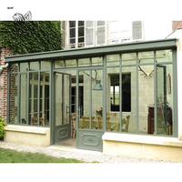 Véranda gothique de luxe BLVE avec toit en fer forgé et cadre antique, idéale pour manoir, villa, jardin ou cour arrière