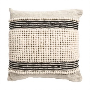 Bohemian Woven <b>Throw</b> <b>Pillow</b> Cover Square Striped Wool Non-Toxic Zipper Closure Washable Decorative Cushion Living Room Decor - Product Image 1