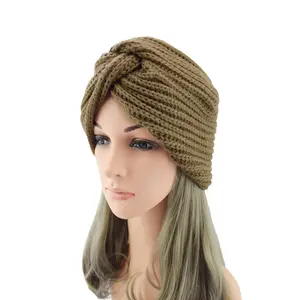 Turban à nœud pour femmes, bandeau d'hiver, Bonnet, Bonnet, Bonnet, tricot, Bonnet en laine croisée, accessoires pour cheveux, chapeau enveloppant