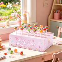 Boîte à sucettes en papier à imprimé floral papillon rose, support de présentation de bonbons Lolli Bar pour les décorations de fête d'anniversaire ou de baby shower