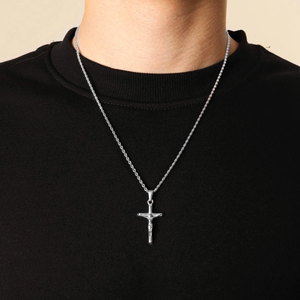 Collar de Cruz Crucifijo Chapado en Oro Vintage para Hombre, 33 mm 38 mm, Collar de Cruz de Jesús Religioso de Acero Inoxidable Resistente al Deslustre - Product Image 3
